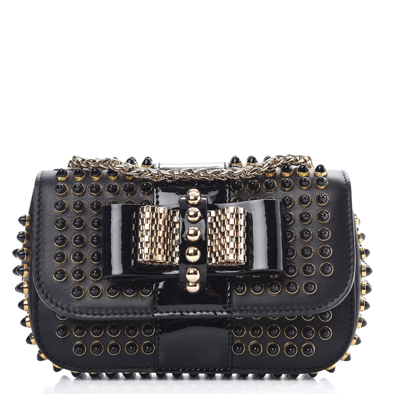 Christian Louboutin Calfskin Cabo Sweety Charity Crossbody Bag Black Gold 1 of 8