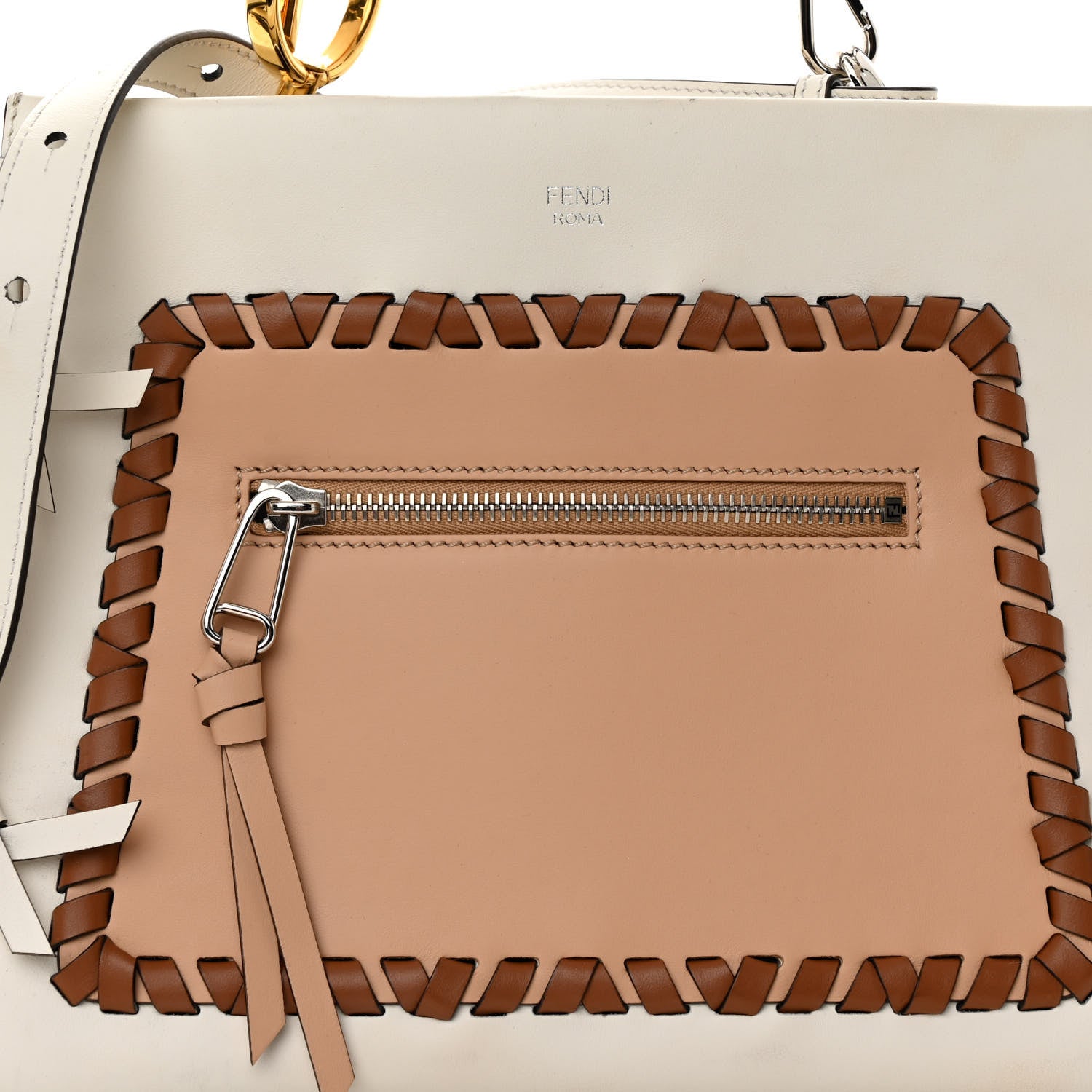 Fendi Vitello Century F is Fendi Whipstitch Bi-Color Small Runaway Satchel 7 of 11