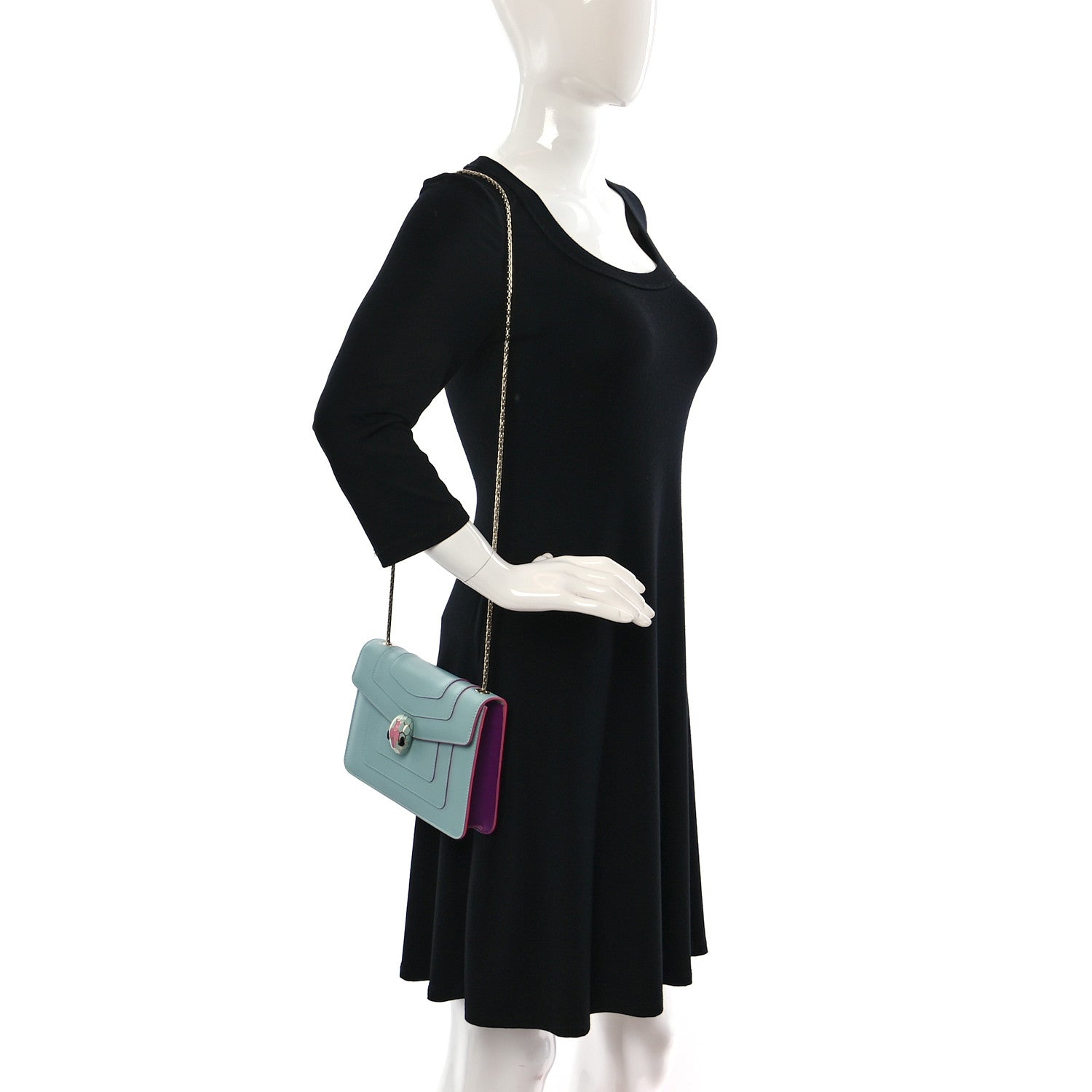 Bulgari Calfskin Serpenti Forever Crossbody Bag Light Blue 2 of 10