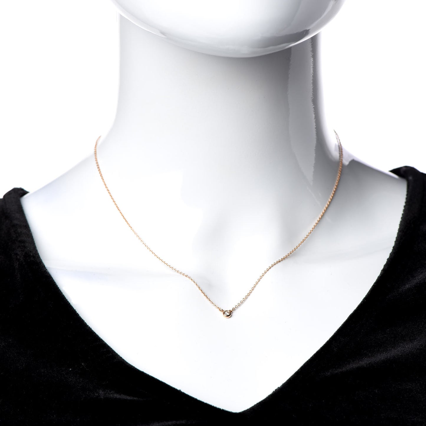 18K Rose Gold Diamond .03ct Elsa Peretti Diamonds by the Yard Pendant Necklace
