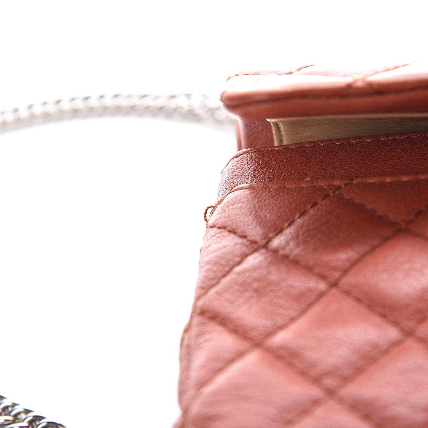 Glazed Lambskin Quilted Medium Double Flap Bijoux Chain Dark Orange