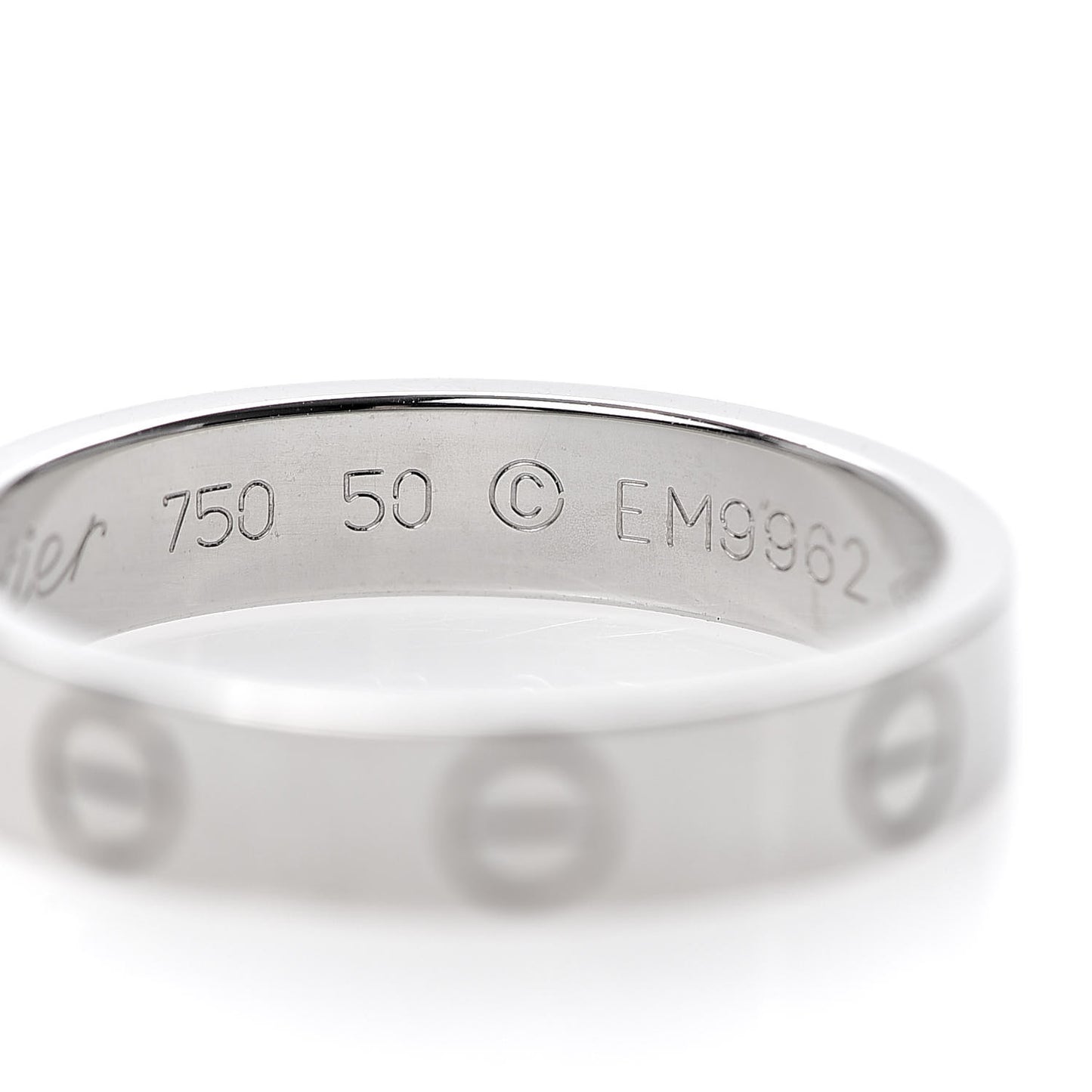 18K White Gold 3.5mm LOVE Wedding Band Ring 50 5.25