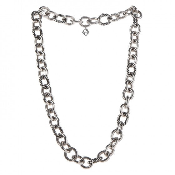 David Yurman Sterling Silver 12mm Oval Link Necklace 3 of 5
