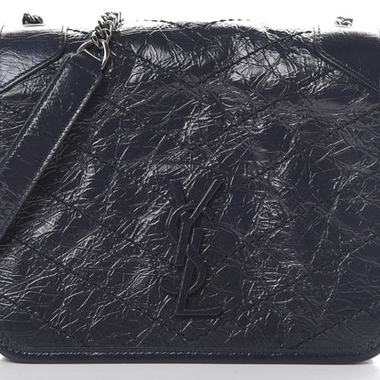 Saint Laurent Crinkled Calfskin Matelasse Monogram Niki Chain Wallet Deep Marine 7 of 10