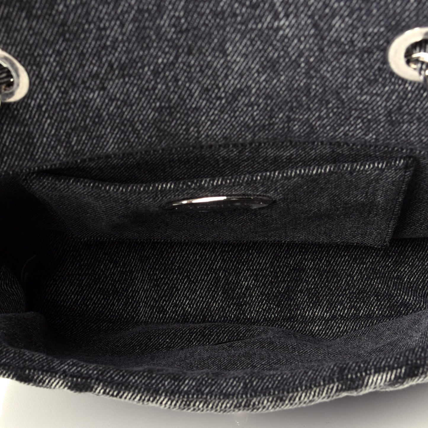 Denim Embossed CC Logo Print Mini Single Flap Black