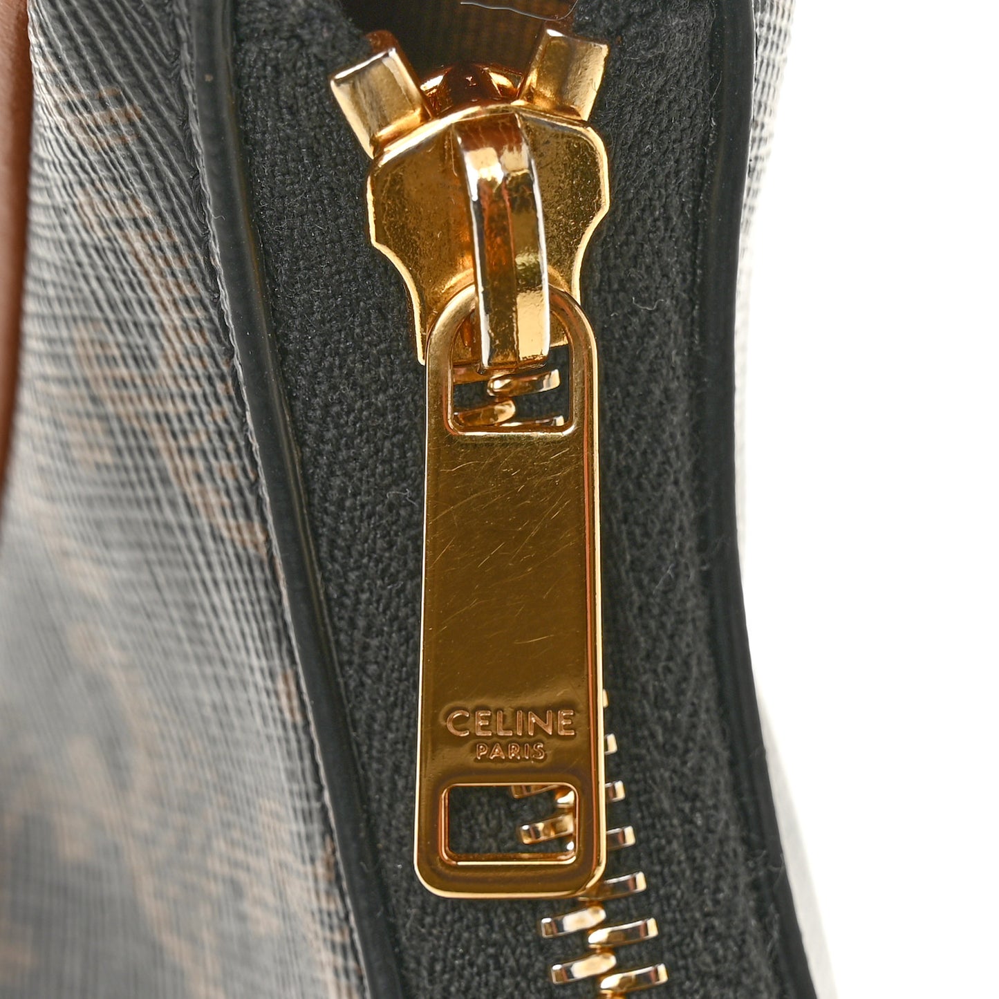 Triomphe Canvas Calfskin Ava Shoulder Bag Tan