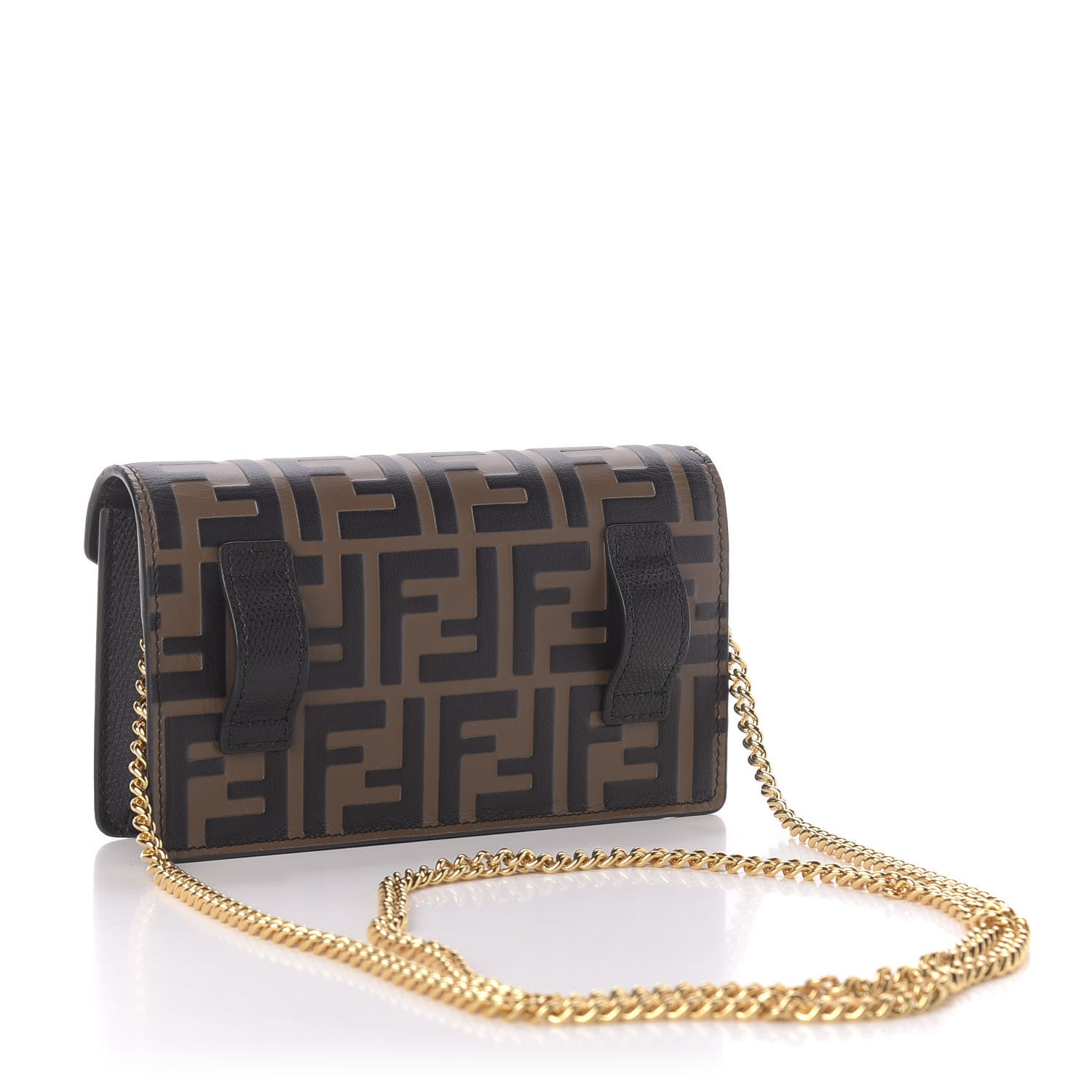 Fendi Vitello Cruise F is Fendi Bi-Color FF 1974 Embossed Envelope Belt Bag Maya Black 5 of 14