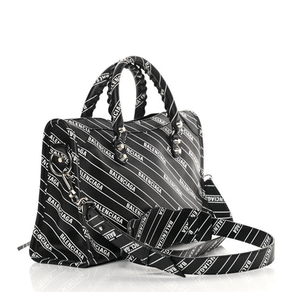 Balenciaga Veau Allover Logo Classic Silver Hardware S City Black White 3 of 10