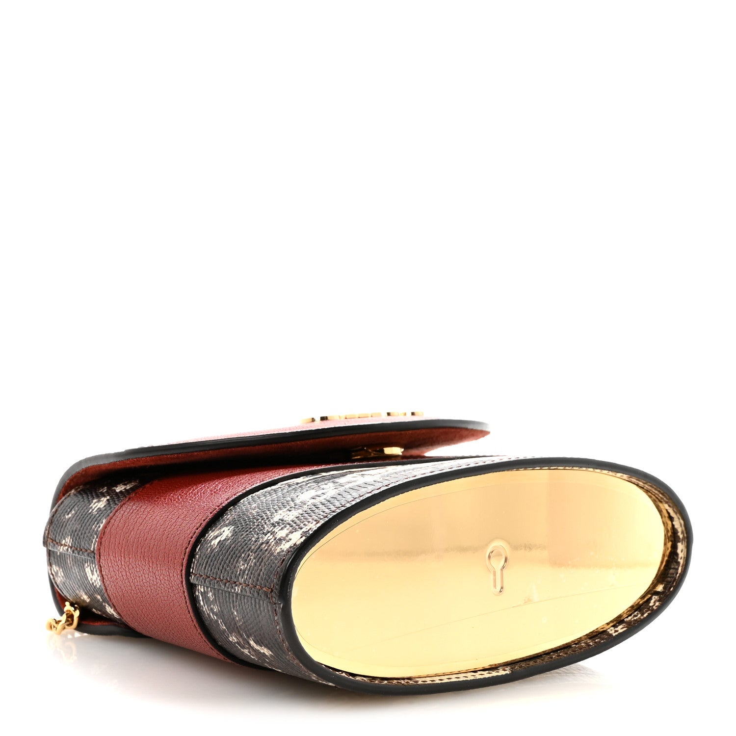 Chloe Calfskin Lizard Embossed Small Aby Lock Sepia Brown 1852091