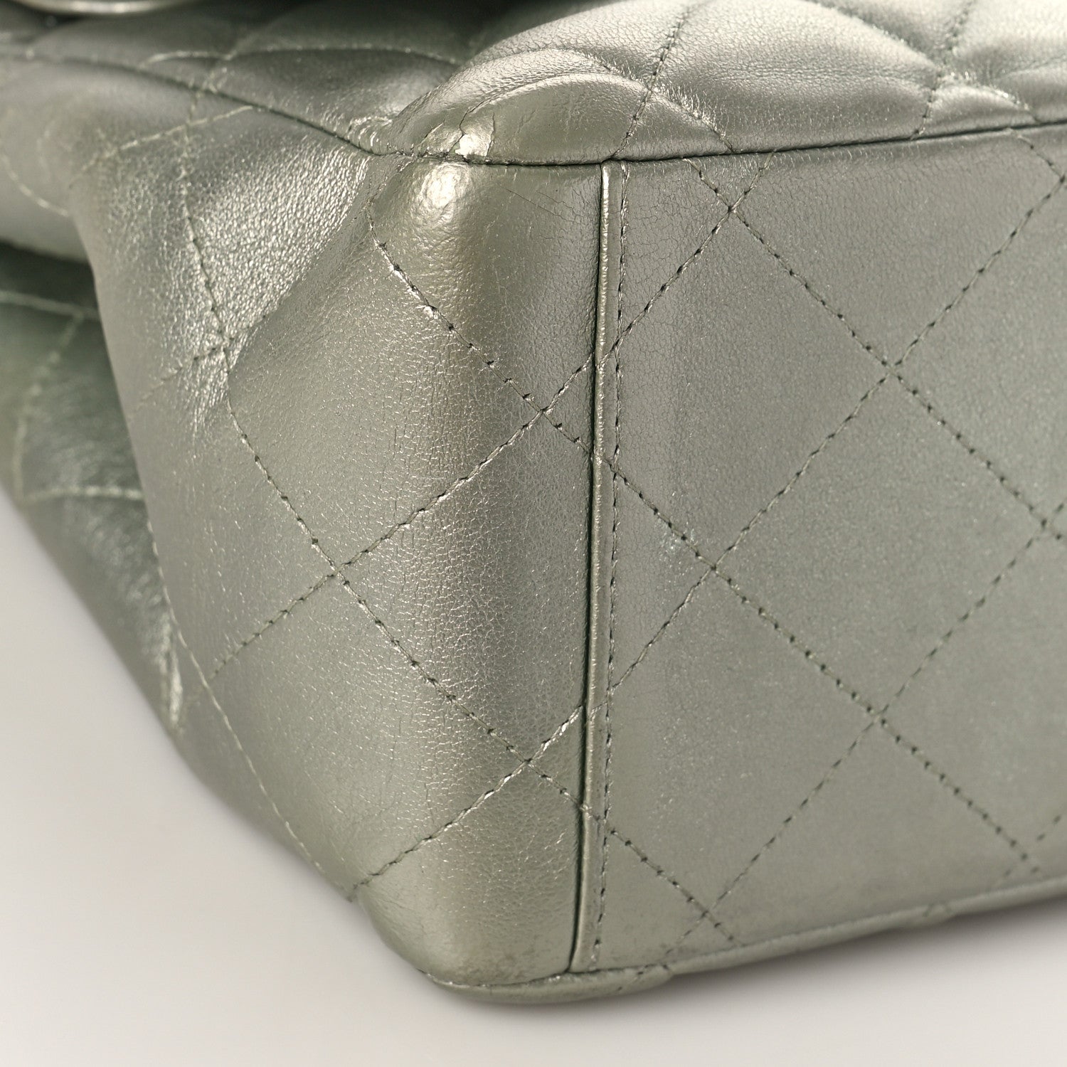Chanel Metallic Lambskin Quilted Maxi Double Flap Green 9 of 17