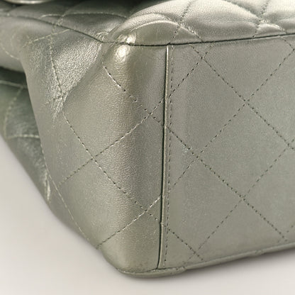 Chanel Metallic Lambskin Quilted Maxi Double Flap Green 9 of 17