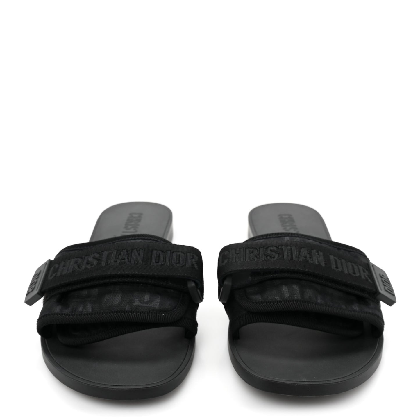 Shiny Technical Fabric Oblique Dio(r)evolution Slide Sandals 37 Black