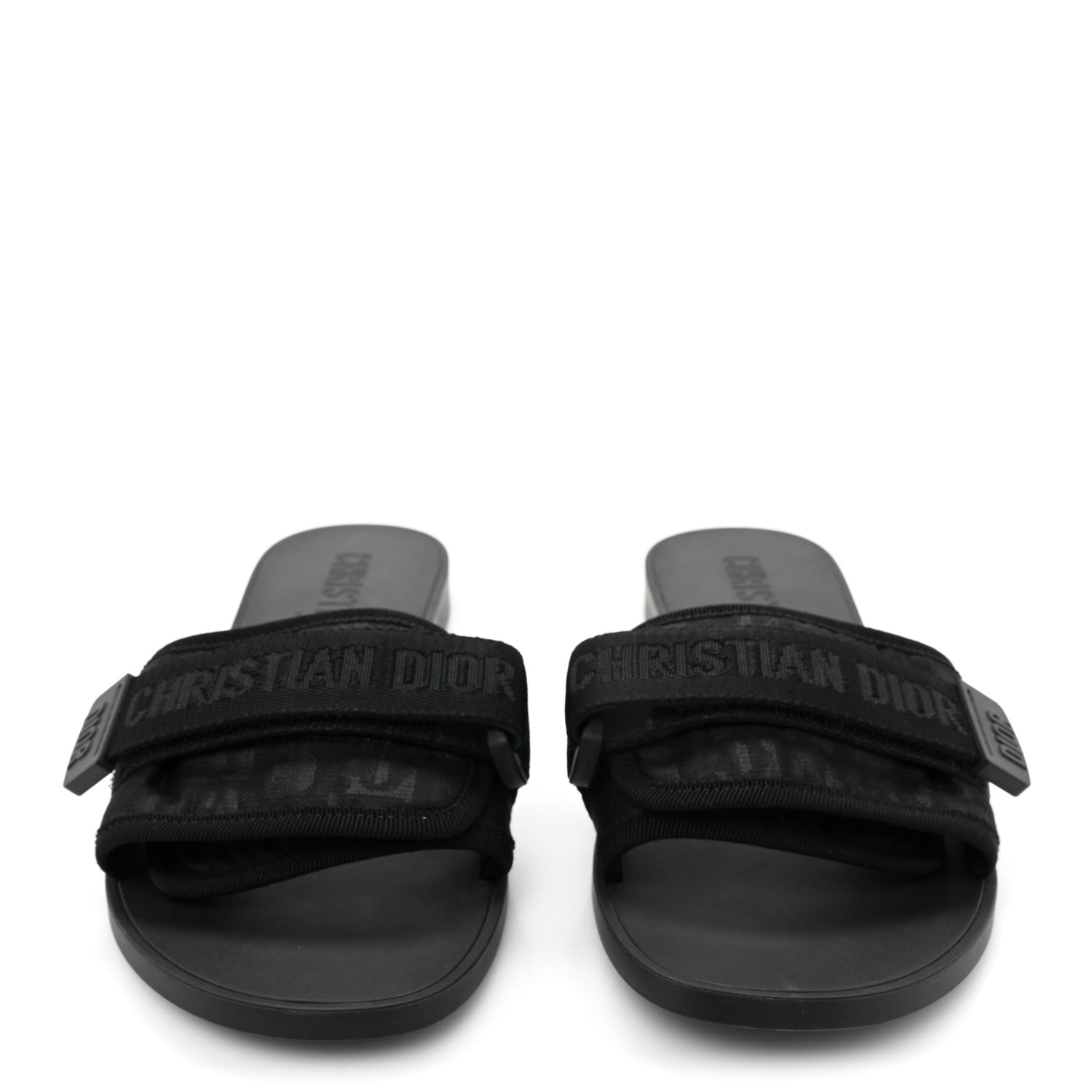 Christian Dior Shiny Technical Fabric Oblique Dio(r)evolution Slide Sandals 37 Black 2 of 9