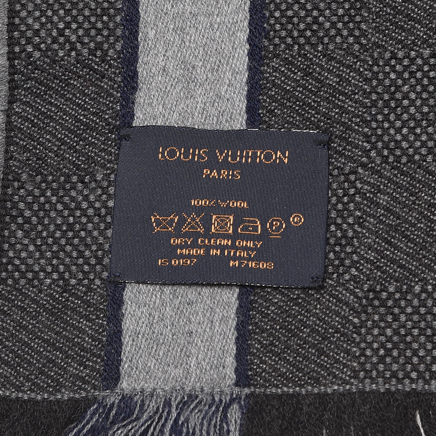Louis Vuitton Wool Damier Messager Scarf Charcoal Grey 4 of 4