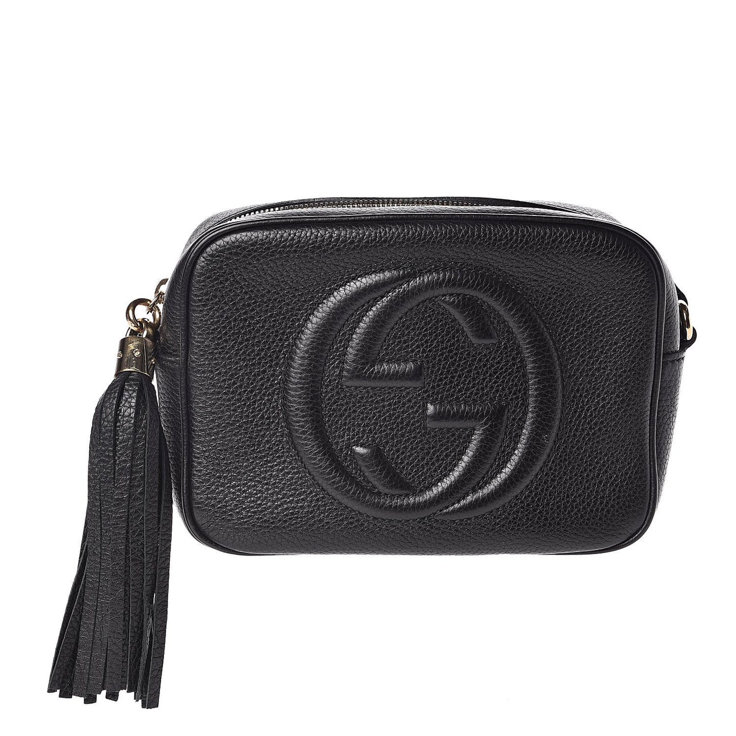 Pebbled Calfskin Small Soho Disco Bag Black