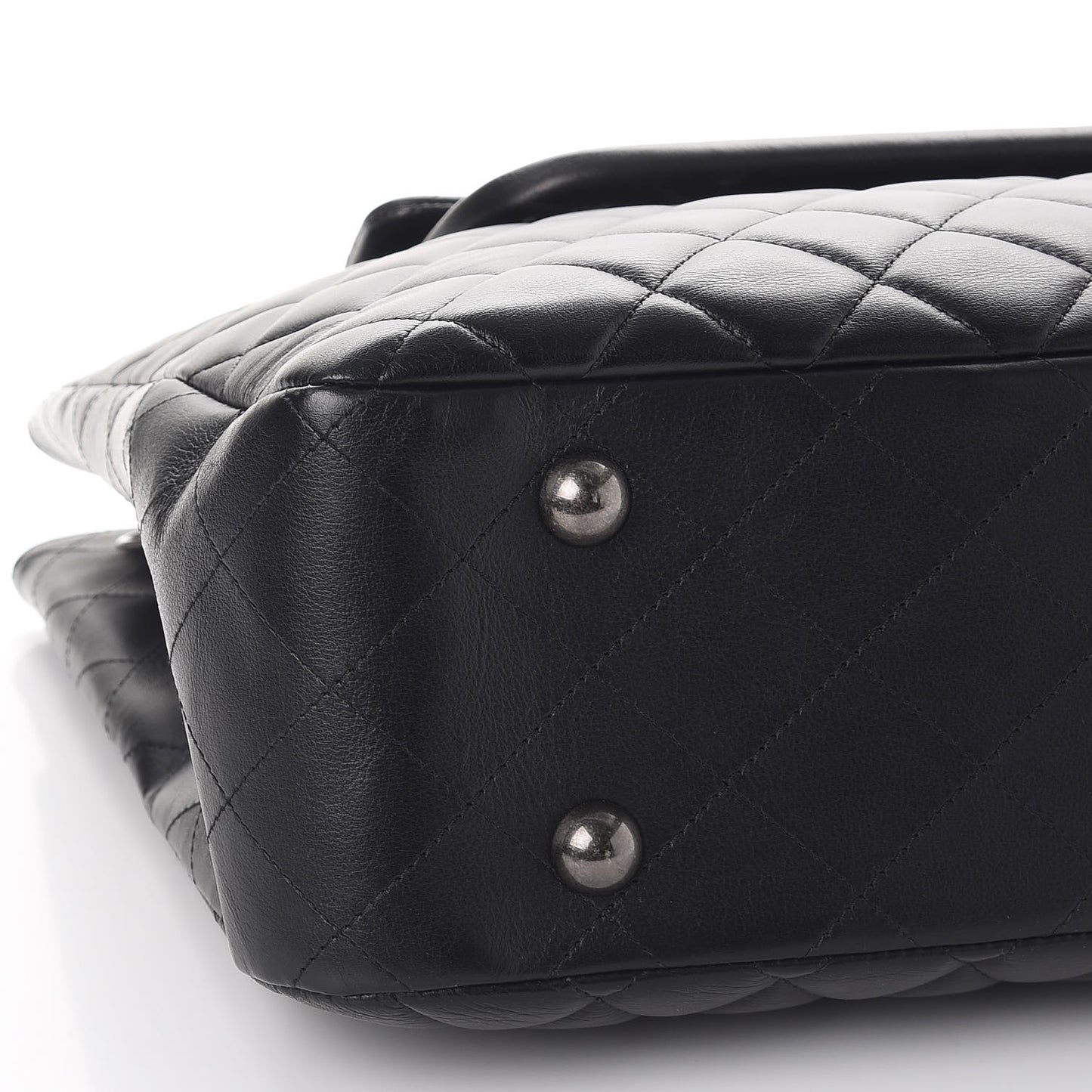 Calfskin Quilted Large Flap Shopping Tote Black