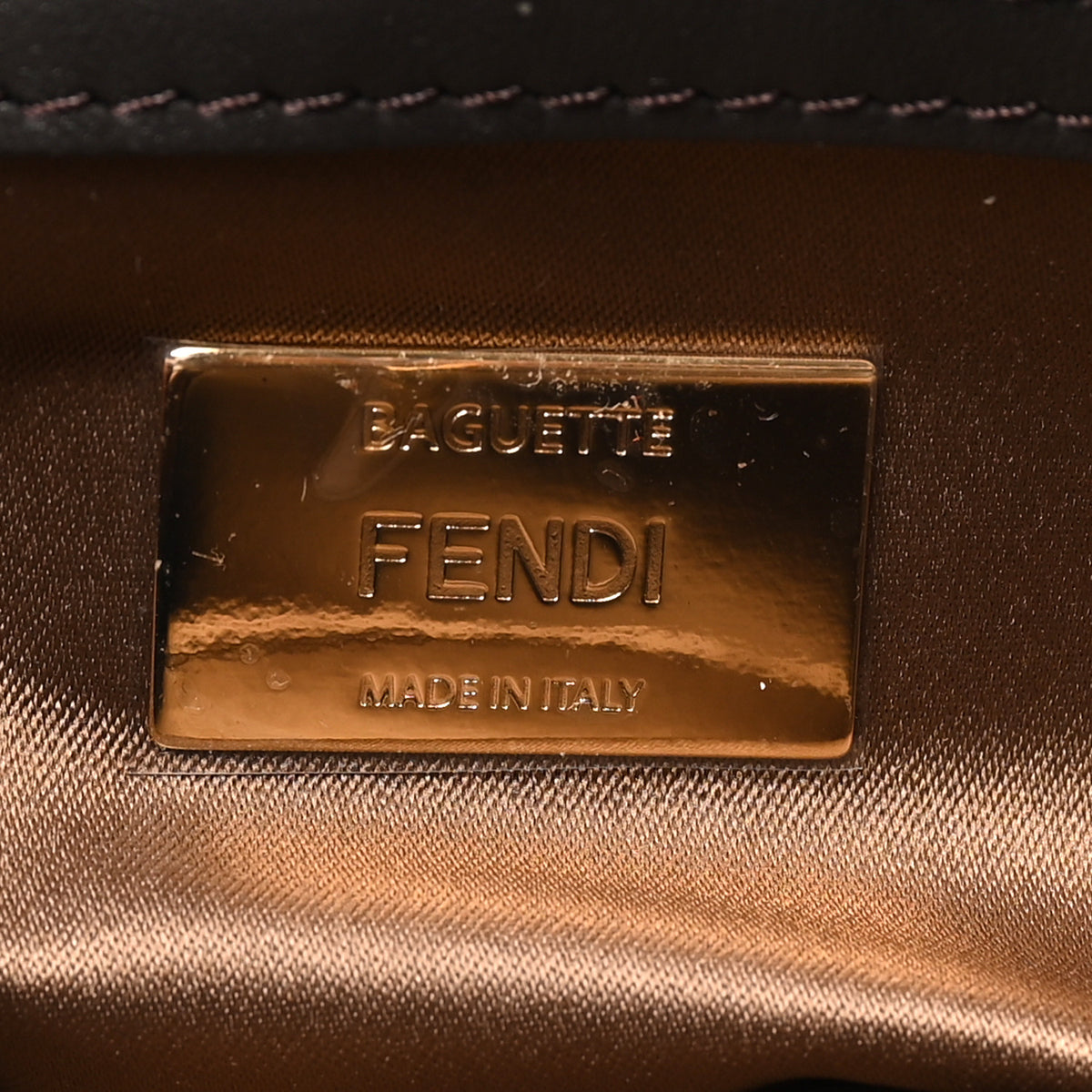 Fendi Vitello King Beaded Zucca Baguette Mogano Panna Ebano 5 of 9