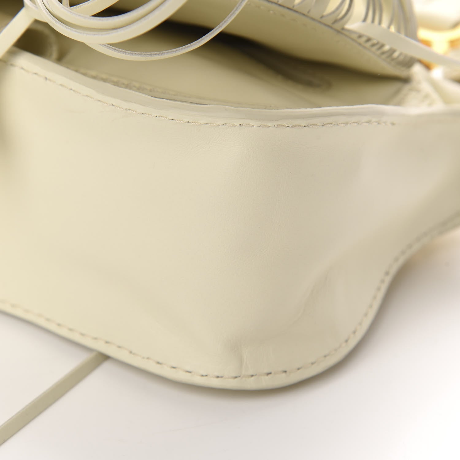 Chloe Shiny Small Grain Calfskin Mini Marcie Multi Fringe Satchel Natural White 7 of 11