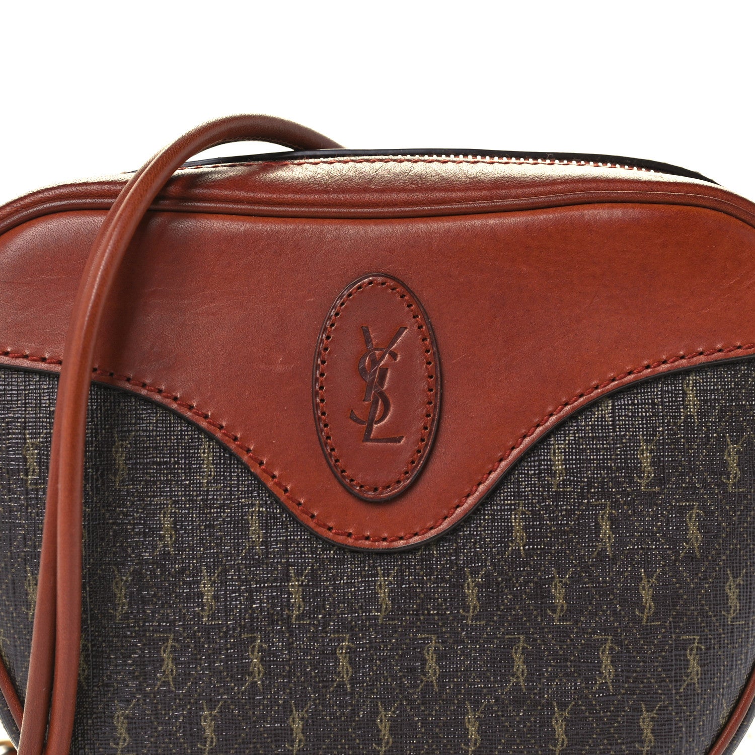 Saint Laurent Canvas Smooth Calfskin Le Monogramme Coeur Crossbody Chestnut 6 of 8