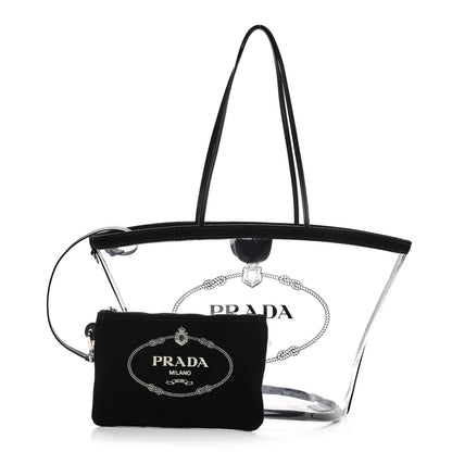 Prada Plexiglass Calfskin Small Shopper Tote Black 1 of 6