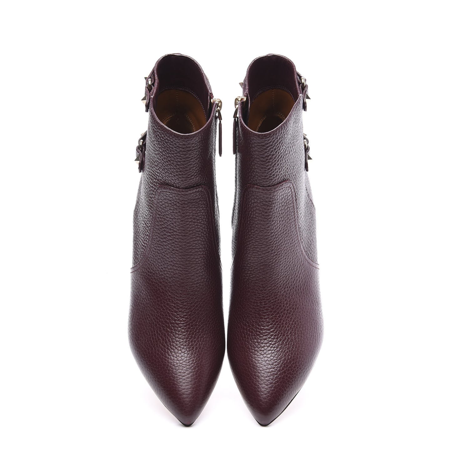 Pebbled Calfskin Rockstud 70mm Ankle Boots 40 Rubin