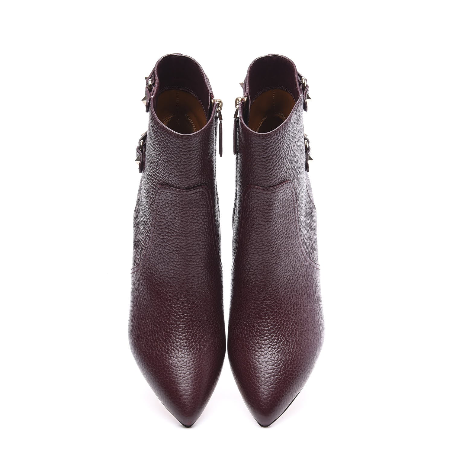Valentino Garavani Pebbled Calfskin Rockstud 70mm Ankle Boots 40 Rubin 5 of 10