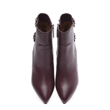 Valentino Garavani Pebbled Calfskin Rockstud 70mm Ankle Boots 40 Rubin 5 of 10