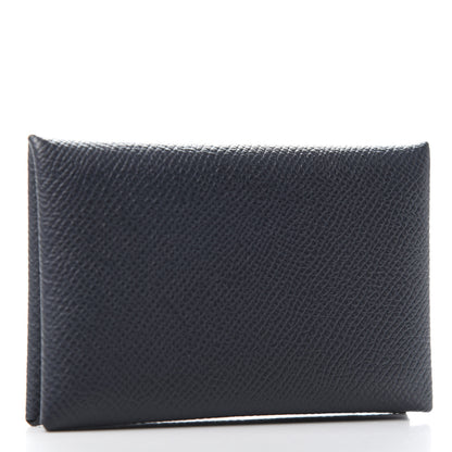 Hermes Epsom Verso Calvi Card Case Bleu Indigo Vert Amande 3 of 7