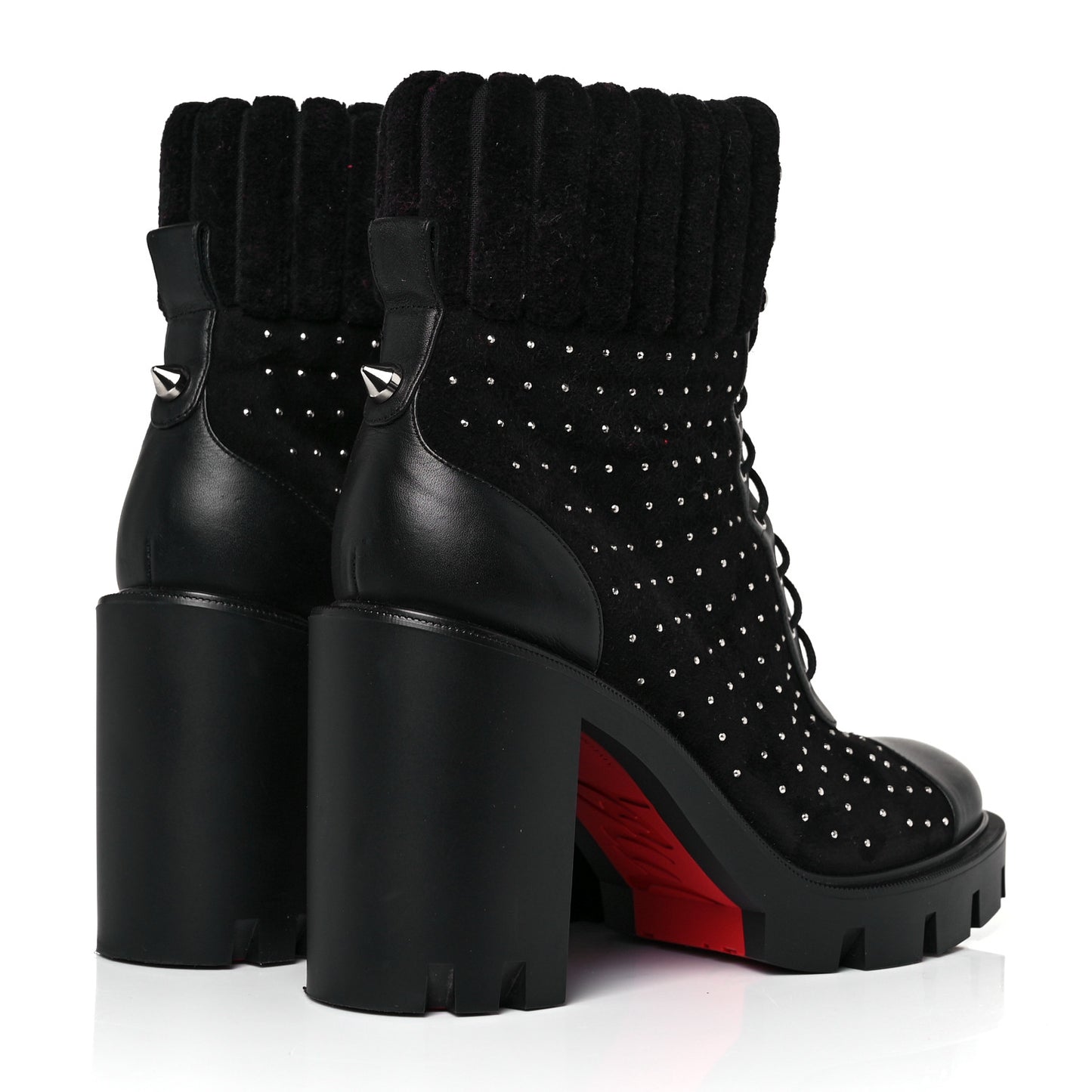 Calfskin Studded Dakita Lug 70 Boots 38 Black