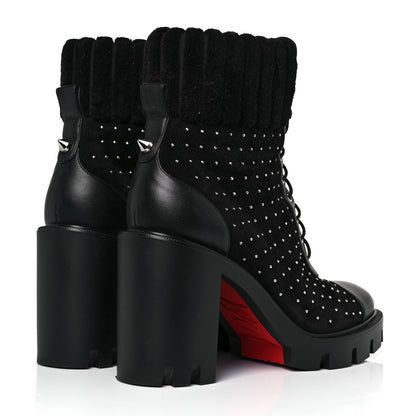 Christian Louboutin Calfskin Studded Dakita Lug 70 Boots 38 Black 4 of 7