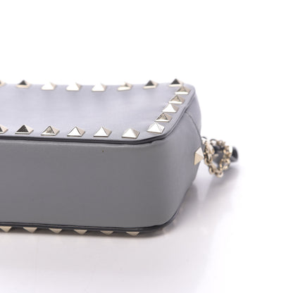 Valentino Garavani Calfskin Small Rockstud Chain Camera Crossbody Bag Grey 7 of 10