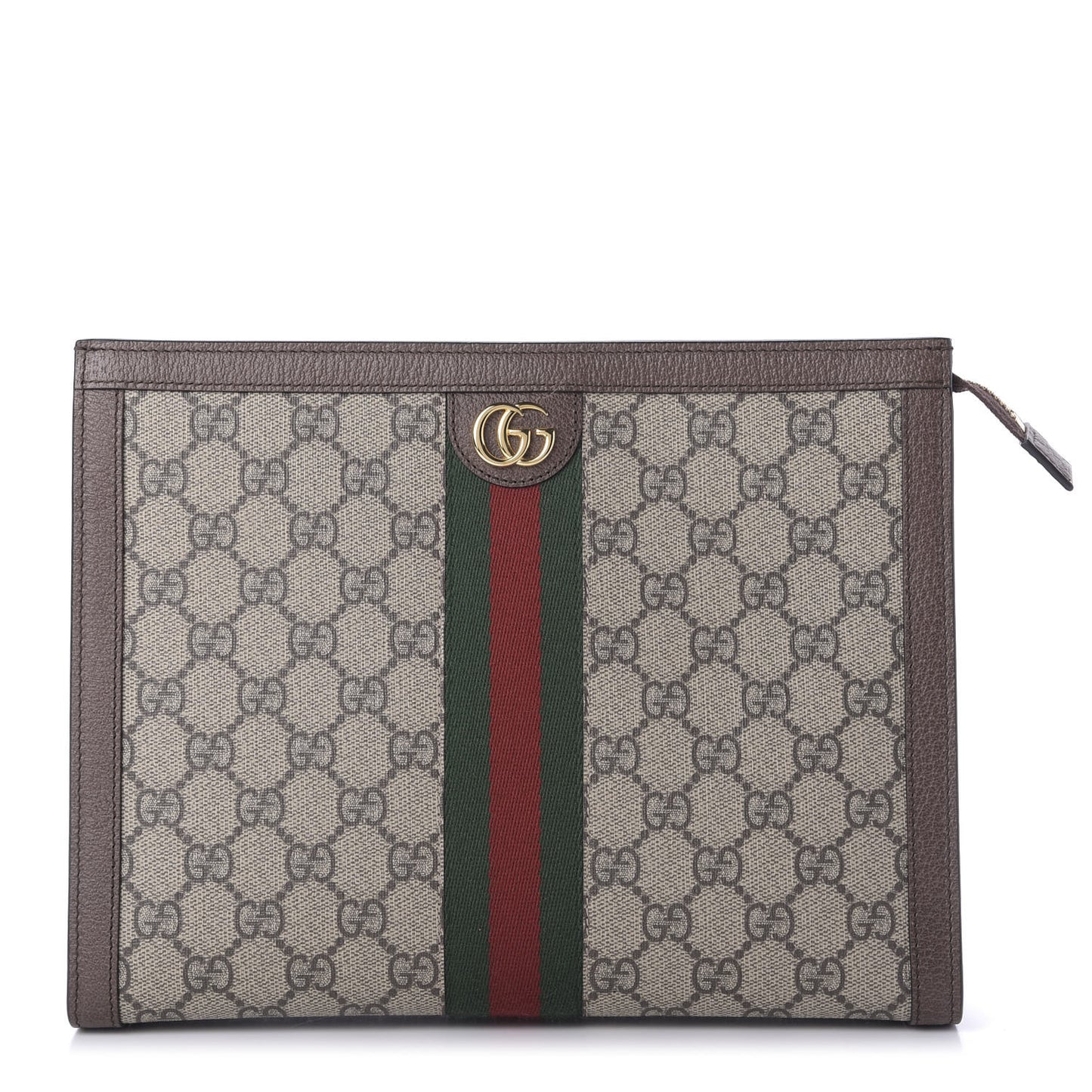 GG Supreme Monogram Web Ophidia Pouch Brown