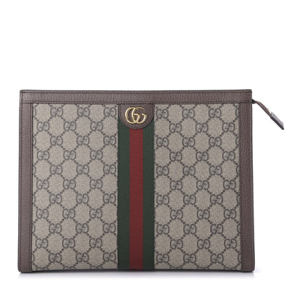 Gucci GG Supreme Monogram Web Ophidia Pouch Brown 1 of 9