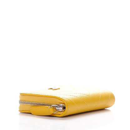 Chanel Caviar Chevron Quilted Zip Coin Purse Yellow 4 of 8