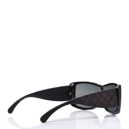 Chanel Wood Rubber Shield Sunglasses 71337A Black 4 of 9