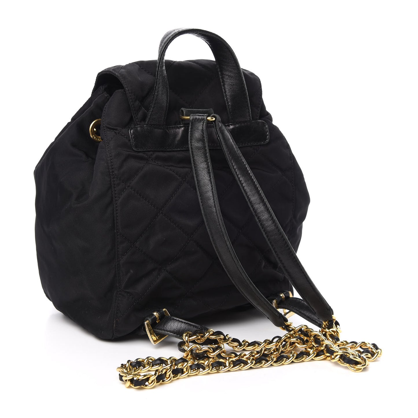 Tessuto Nylon Vela Quilted Chain Backpack Black