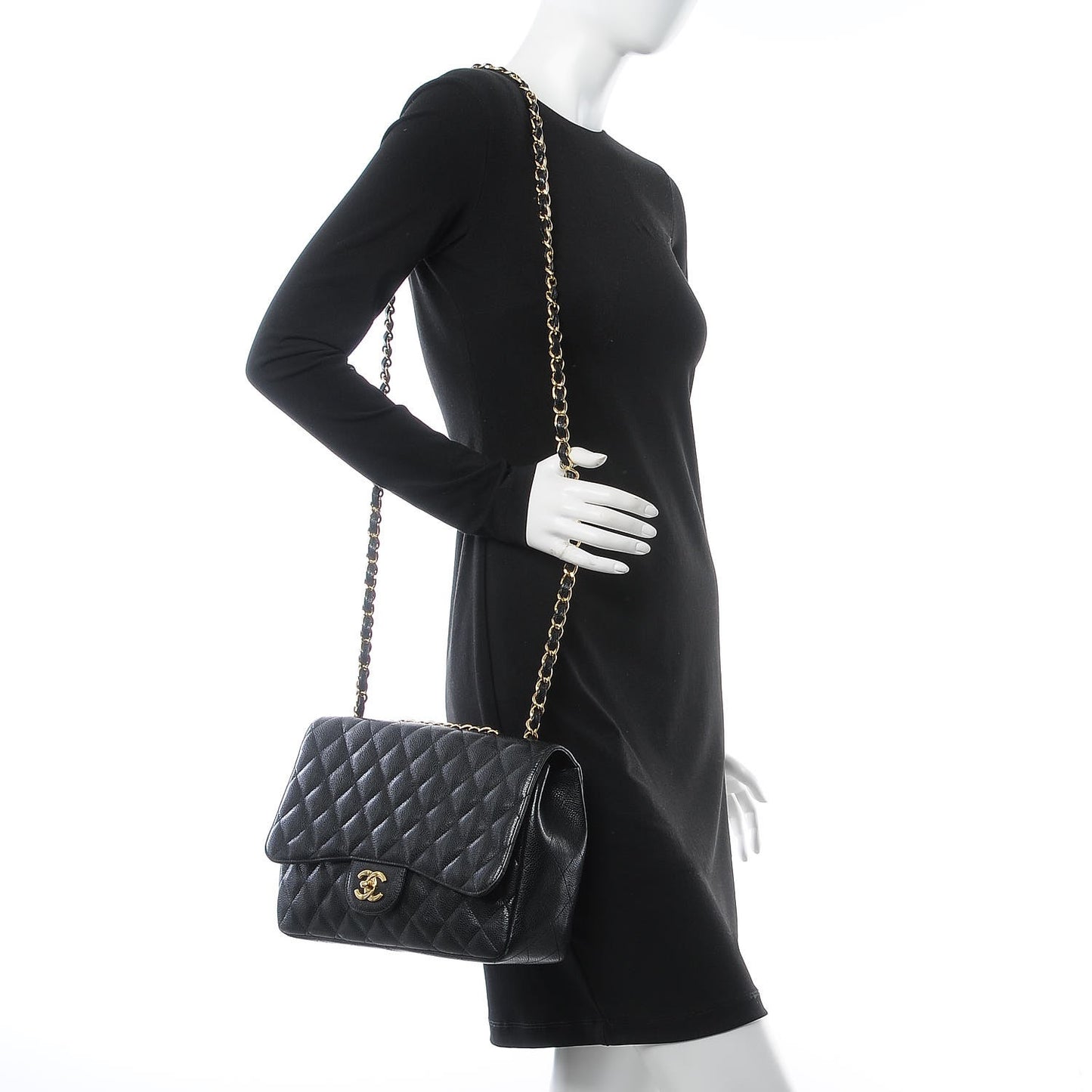 Caviar Quilted Jumbo Single Flap Black