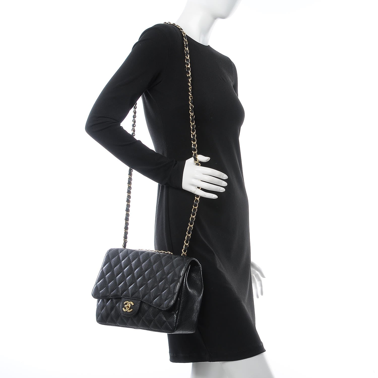 Chanel Caviar Quilted Jumbo Single Flap Black 4 of 9