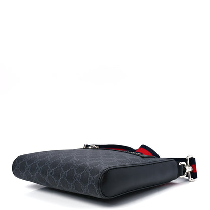 Gucci GG Supreme Monogram Web Small Flat Messenger Bag Black Grey 10 of 12