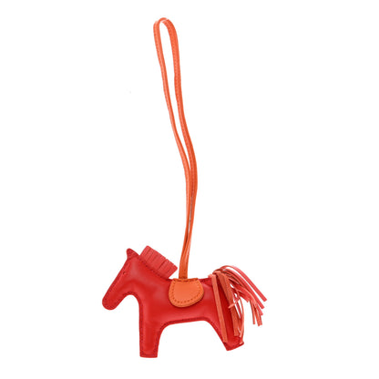 Hermes Milo Lambskin Grigri Rodeo Horse Bag Charm PM Rouge Rose Indien Jaipur Feu 1 of 6