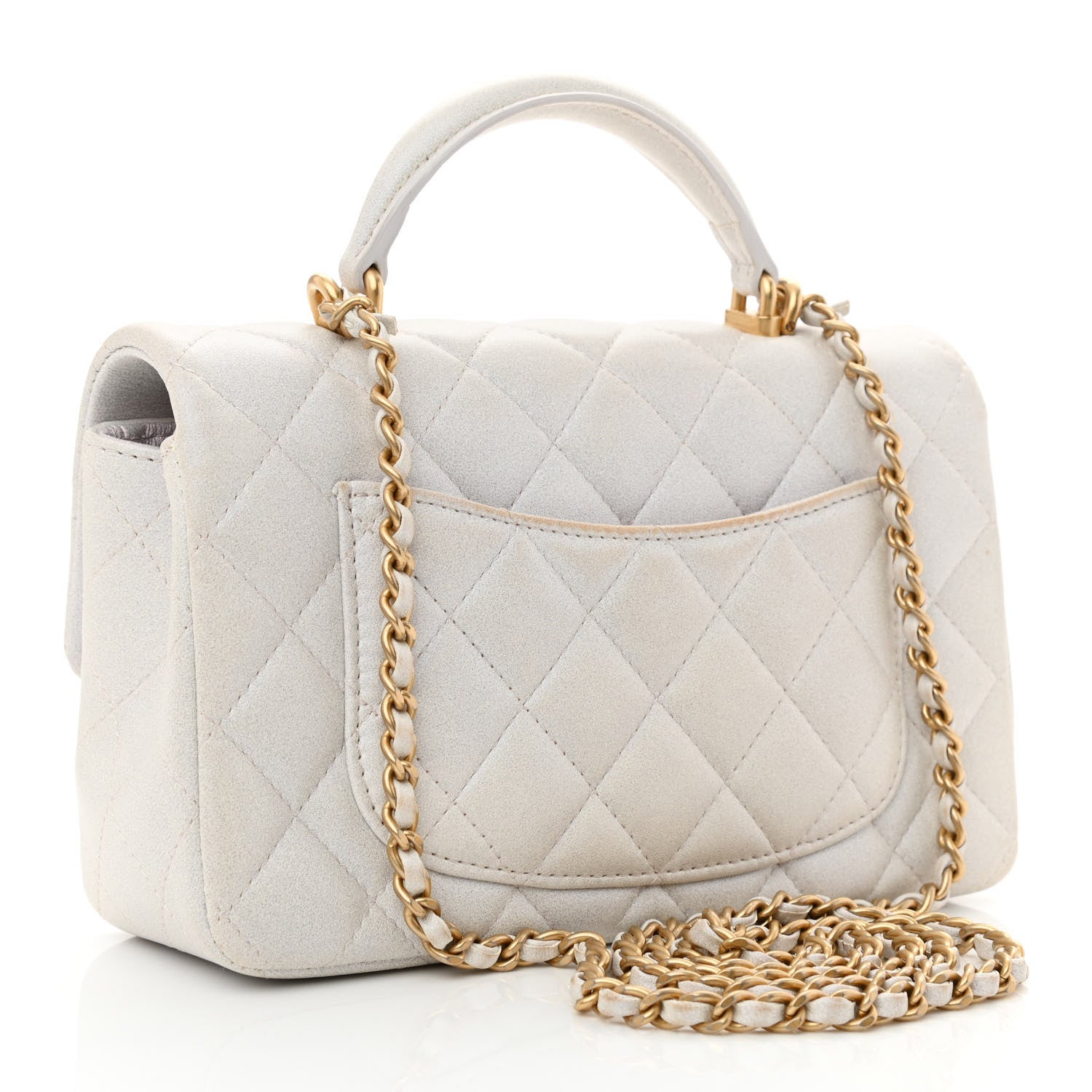Chanel Iridescent Lambskin Quilted Mini Top Handle Rectangular Flap White 3 of 12