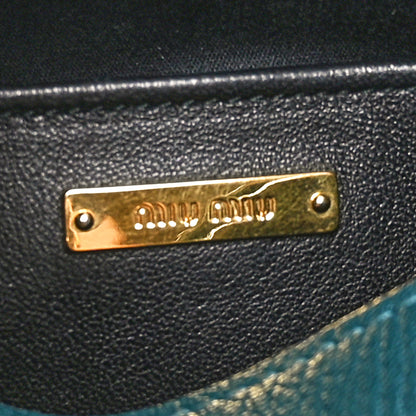 Miu Miu Goatskin Madras Click Top Handle Petrolio Black 6 of 9