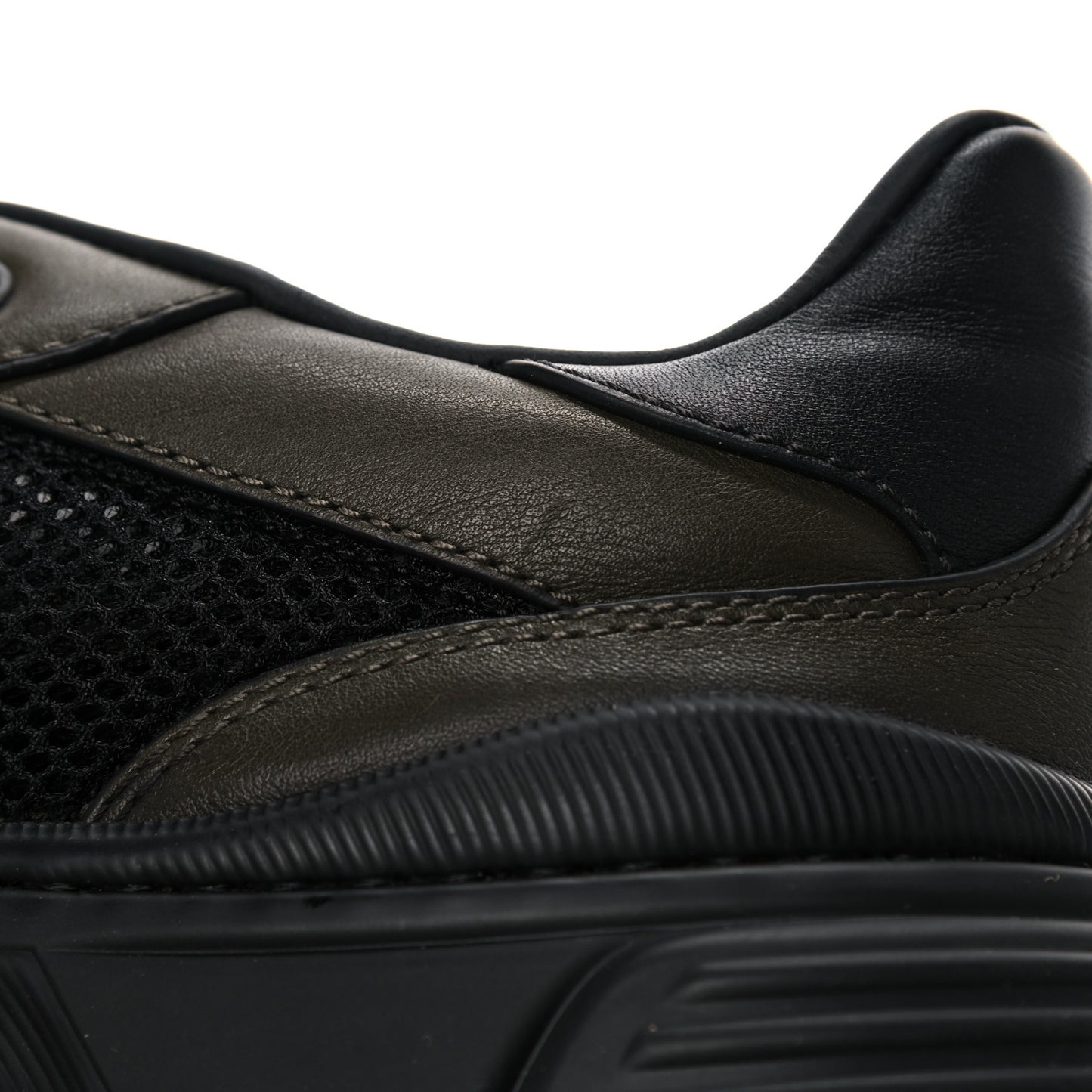 Calfskin Technical Mesh Speedster Sneakers 44 Black Khaki