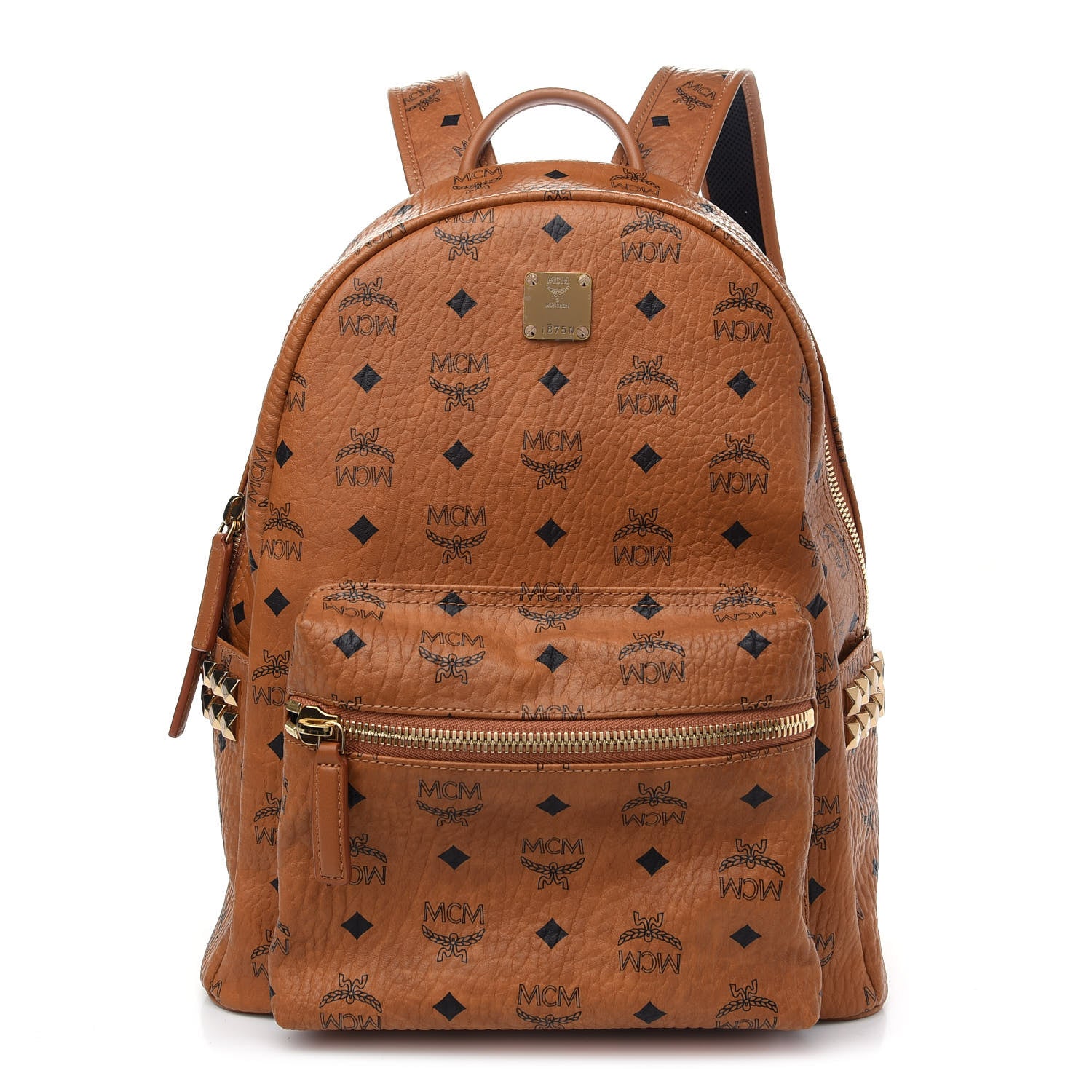 MCM Visetos Medium Side Studs Stark Backpack Cognac 1 of 8
