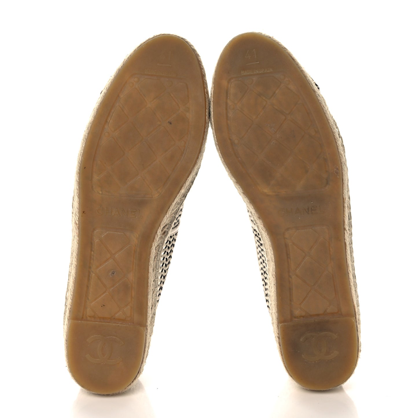 Mesh Grosgrain CC Espadrilles 41 Beige Black
