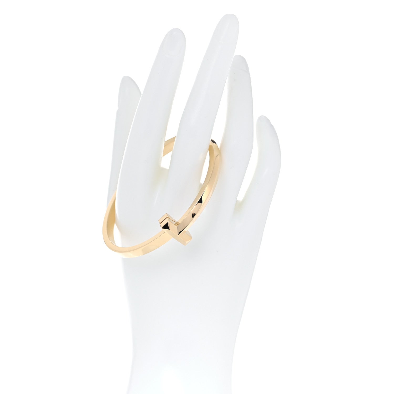 Tiffany 18K Yellow Gold Wide T T1 Hinged Bangle Bracelet 2 of 7