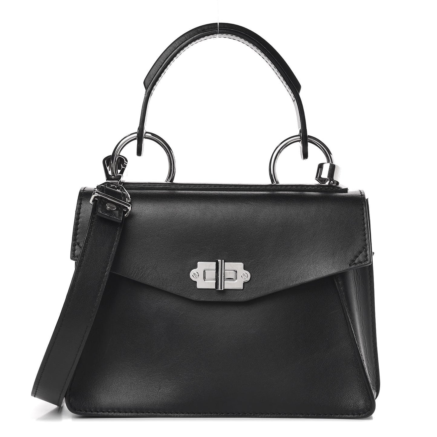 Calfskin Small Hava Top Handle Bag Black