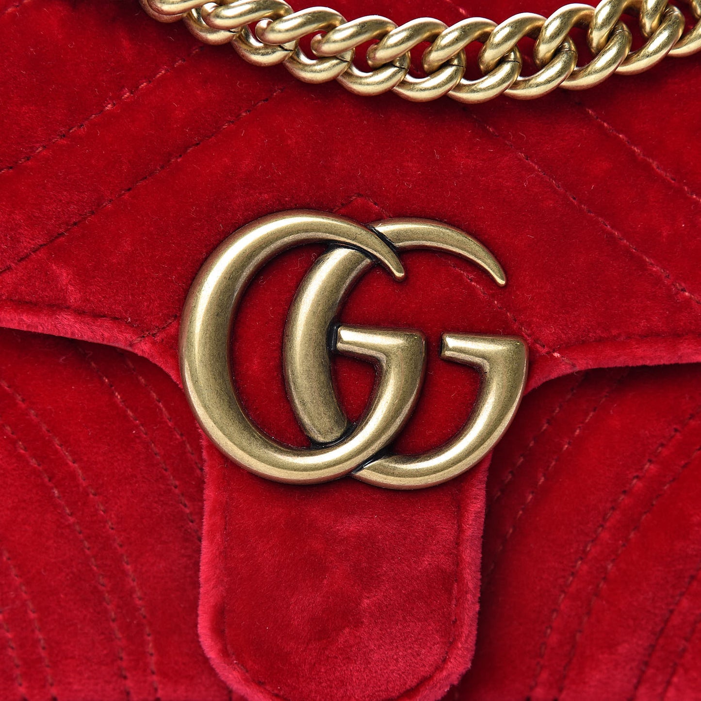 Velvet Matelasse Mini GG Marmont Shoulder Bag Hibiscus Red