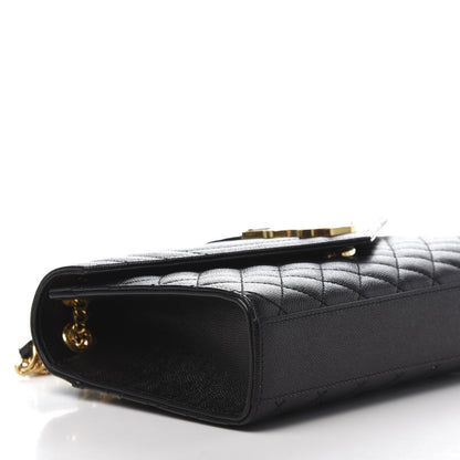 Saint Laurent Grain De Poudre Textured Mixed Matelasse Triquilt Medium Monogram Satchel Black 6 of 13