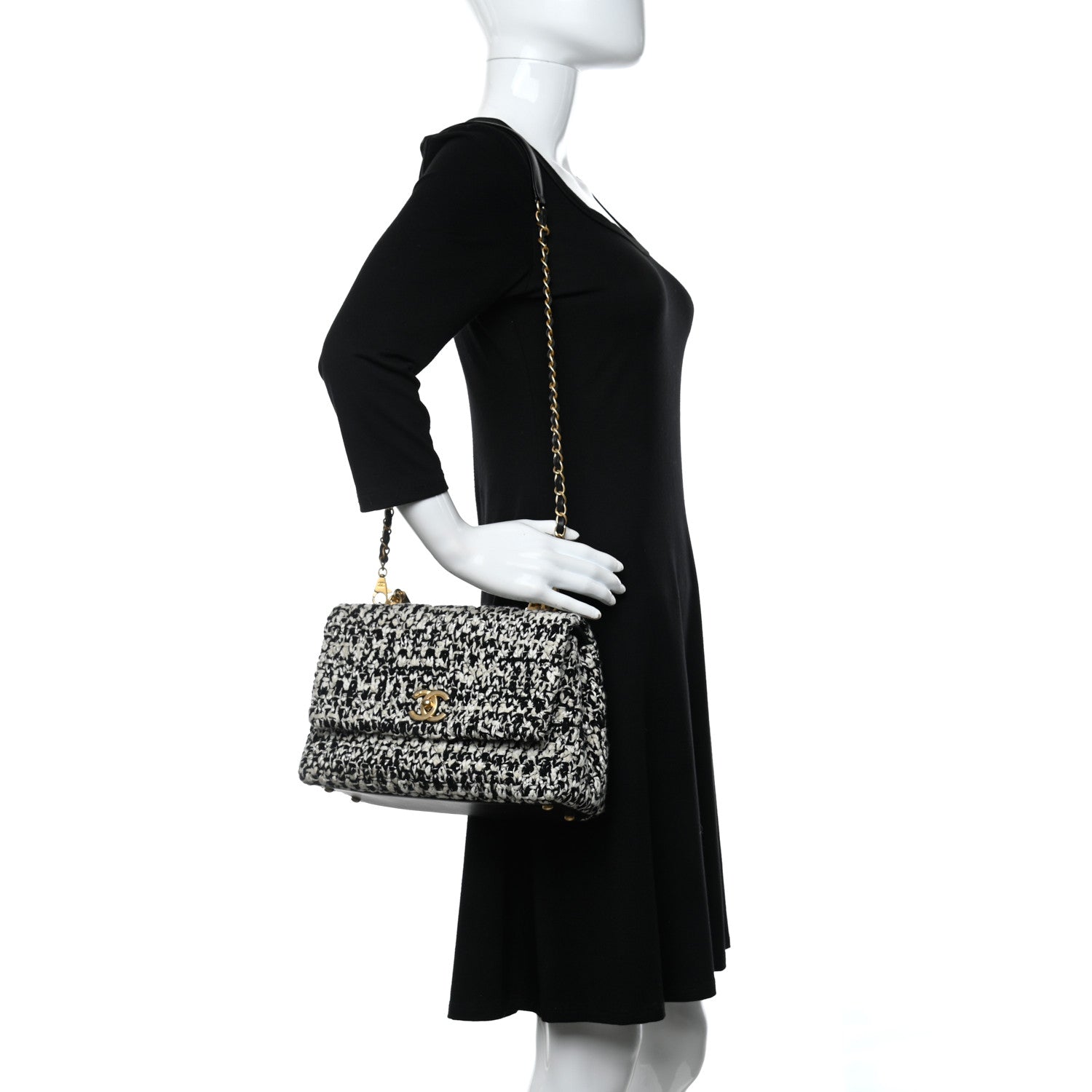 Chanel Crochet Small Coco Handle Flap Black Beige 2 of 9